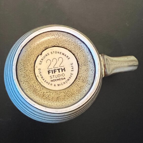 222 FIFTH Studio Khaki Stoneware Mug ~ Sedimentary Rock Stratum Pattern - Picture 7 of 10